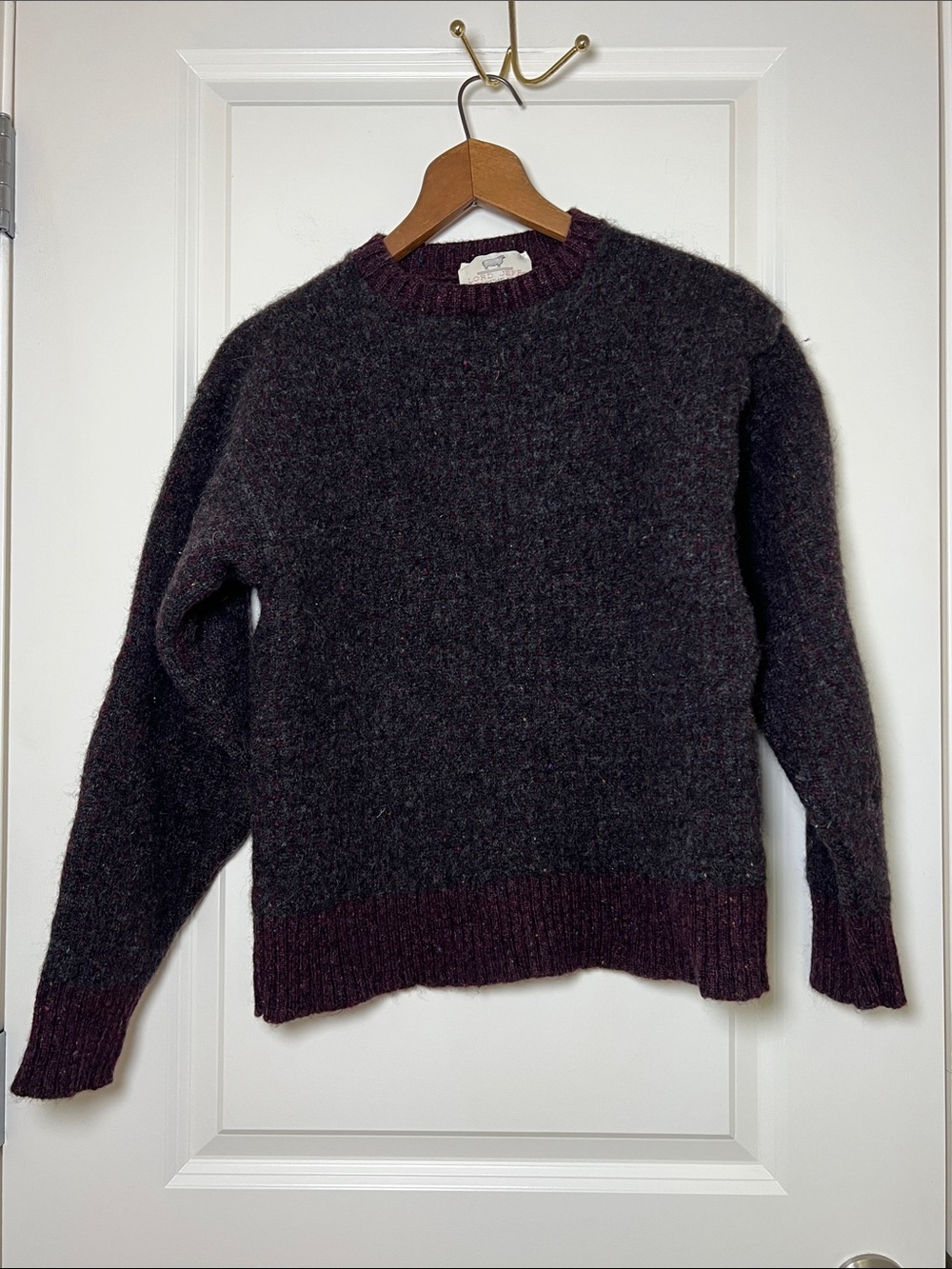 Lord Jeff Crewneck Sweater Purple Blue 100% Shetland Wool Small